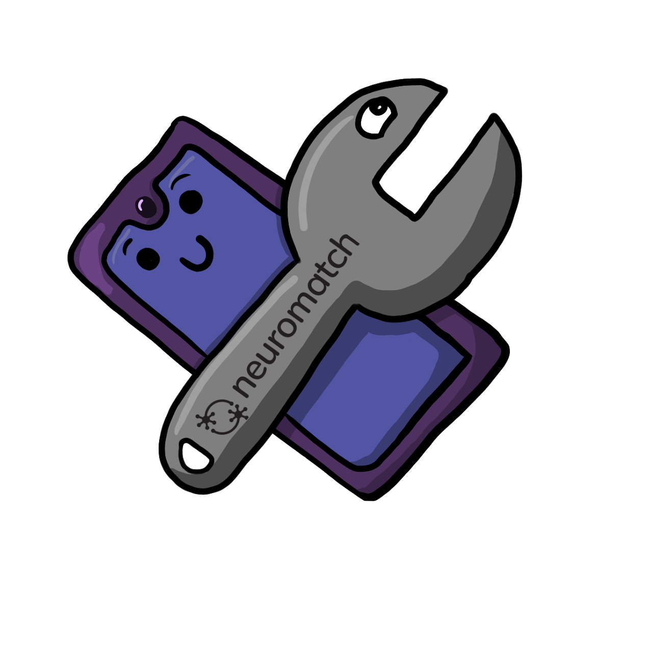 Wrench labeled neuromatch on top of a phone